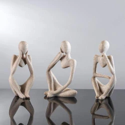 OKESYO Lot 3 Sculptures Abstraites Résine, Décoration Moderne