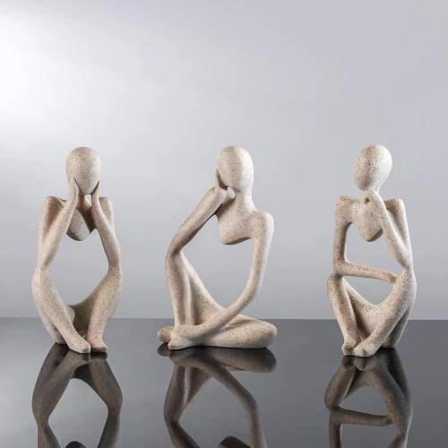 OKESYO Lot 3 Sculptures Abstraites Résine, Décoration Moderne - Vue principale