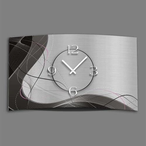 Horloge murale 3D Dixtime, design moderne abstrait, gris - Vue principale