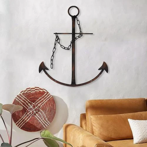 Détail de Décoration murale ancre nautique métal antique, rustique