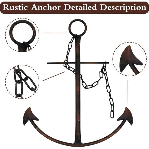 Zoom sur Décoration murale ancre nautique métal antique, rustique