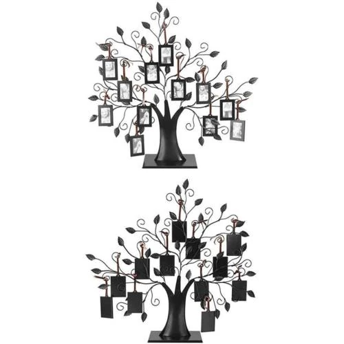 Zoom sur Cadre photo arbre généalogique, 12 cadres amovibles, noir