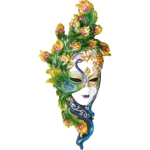 Sculpture Murale Masque de Venise Paon, Multicolore - Vue principale