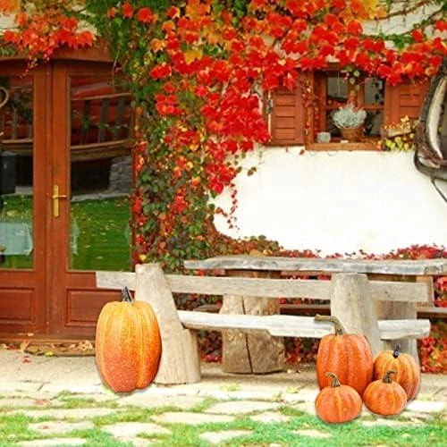 Zoom sur Citrouilles Artificielles Décoratives Halloween, Ensemble Automnal