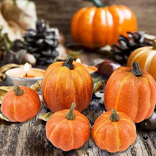 Détail de Citrouilles Artificielles Décoratives Halloween, Ensemble Automnal