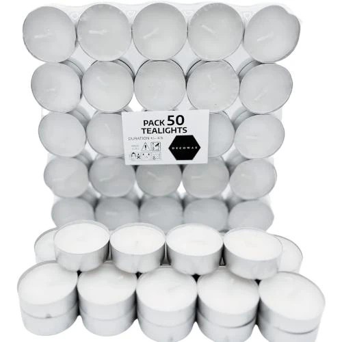 Bougies blanches sans parfum, 50 pièces, décoratives - Vue principale