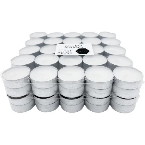 Détail de Bougies blanches sans parfum, 50 pièces, décoratives