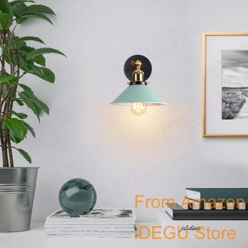 Zoom sur Appliques Murales Rétro Vert, Lampe Edison Parapluie E27