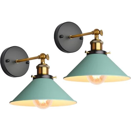 Appliques Murales Rétro Vert, Lampe Edison Parapluie E27 - Vue principale