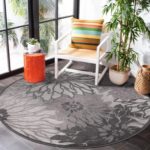Zoom sur Tapis extérieur résistant intempéries Impression, gris foncé