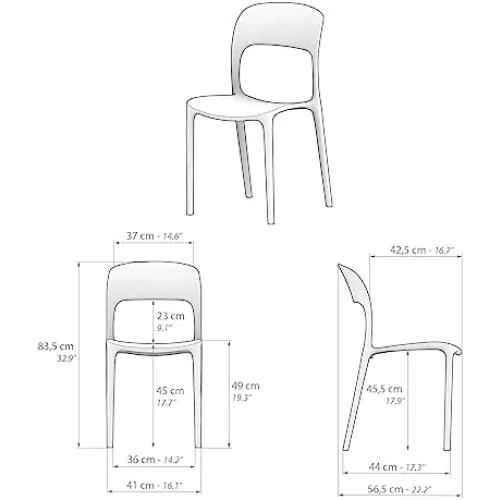 Zoom sur Lot de 4 Chaises Amanda Rouge Polypropylène Cuisine Jardin Salon