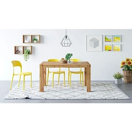 Détail de Lot de 4 Chaises Amanda Rouge Polypropylène Cuisine Jardin Salon