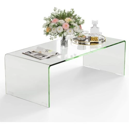 Table Basse Rectangulaire Verre Trempé, Design Moderne - Vue principale