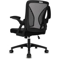 Chaise Bureau Ergonomique Noir, Accoudoirs Réglables, Soutien Lombaire