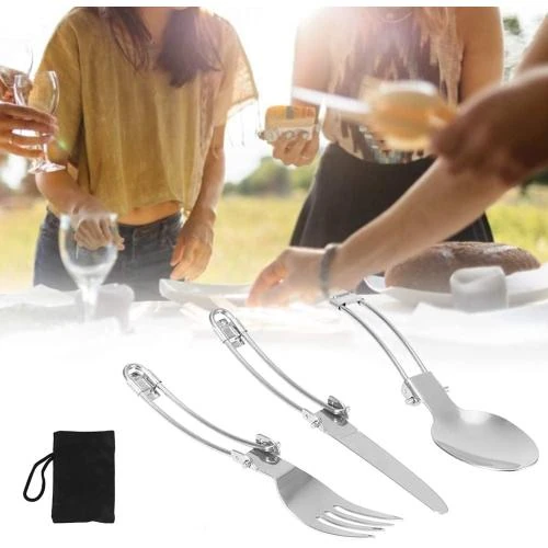 Zoom sur Kit Couvert Camping Pliable, Vaisselle 304 Ultra Légère