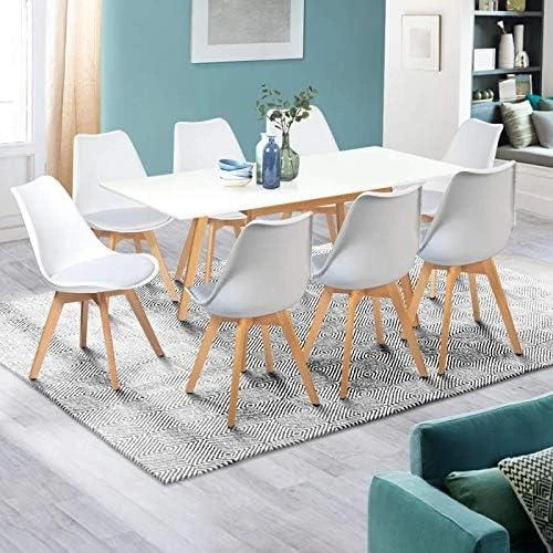 Zoom sur Table scandinave extensible Inga IDMarket, blanche, rectangle