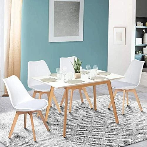 Détail de Table scandinave extensible Inga IDMarket, blanche, rectangle