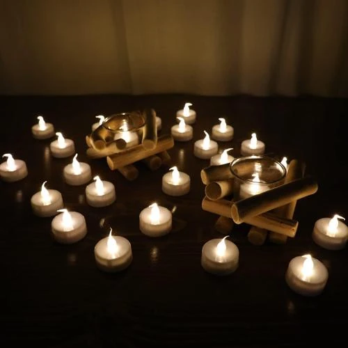 Zoom sur Bougies chauffe-plat LED Wilrigir, lumière vacillante blanche