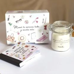 Coffret cadeau fête des mères, bougie parfumée, cartes
