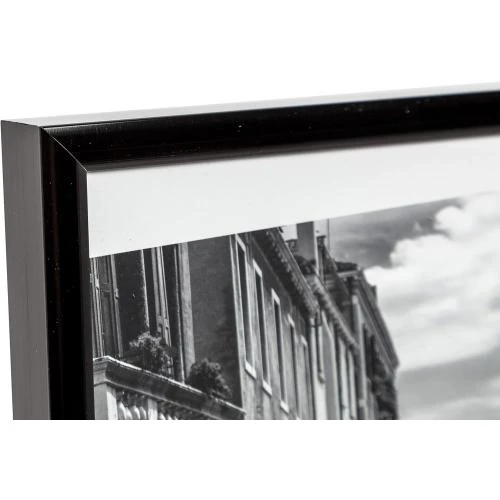 Zoom sur Cadre photo aluminium noir Hampton, design moderne A3
