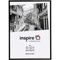 Cadre photo aluminium noir Hampton, design moderne A3