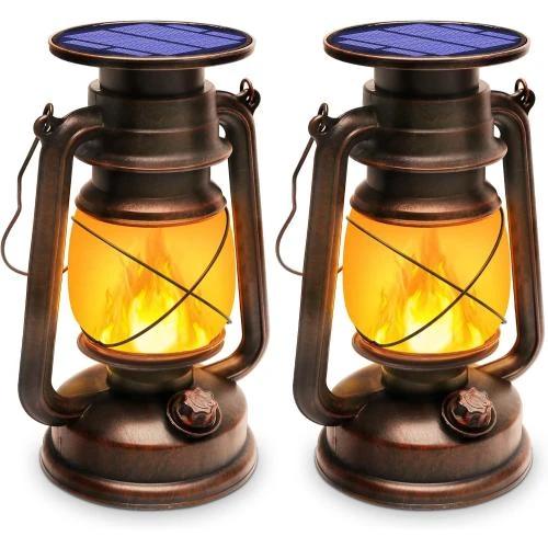 Lanterne Solaire Vintage Kinglead, LED Effet Flammes, IP65 - Vue principale