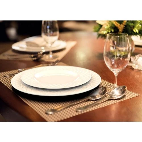 Détail de Ensemble 6 Assiettes Dessert Rondes Porcelaine Blanche élégantes