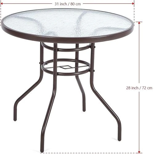 Zoom sur Table de Jardin Ronde Acier 4 Places Havnyt 80cm