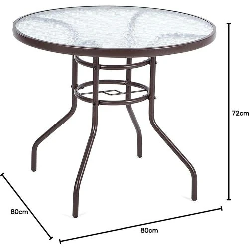 Détail de Table de Jardin Ronde Acier 4 Places Havnyt 80cm