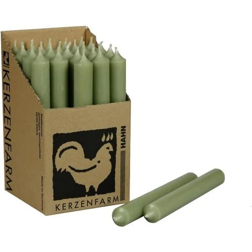 Bougies de table vert sauge, lot de 10, décoration fête - Vue principale