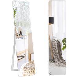 Présentation Miroir sur Pied Rectangulaire Blanc, Style Contemporain