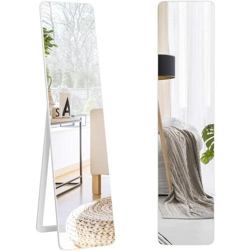Miroir sur Pied Rectangulaire Blanc, Style Contemporain - Vue principale