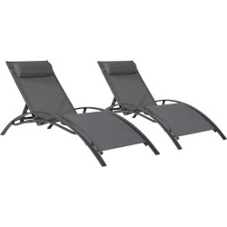 Transats Galapagos Happy Garden, textilene gris, bain soleil