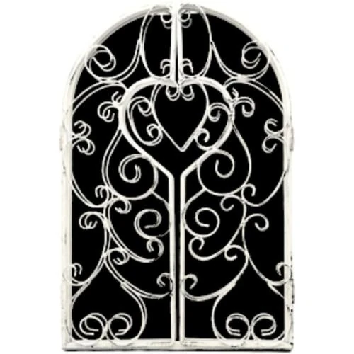 Miroir Jardin Vintage HomeZone, Volets Métal Blanc, Déco - Vue principale