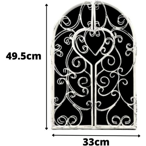 Détail de Miroir Jardin Vintage HomeZone, Volets Métal Blanc, Déco