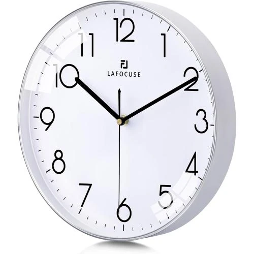 Détail de Horloge Murale Argent Moderne Lafocuse Silencieuse Classique