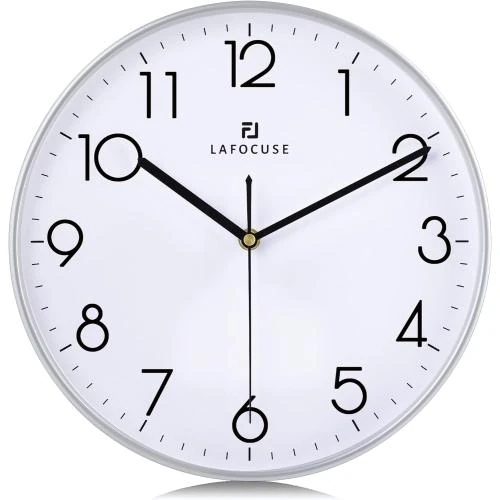 Horloge Murale Argent Moderne Lafocuse Silencieuse Classique - Vue principale