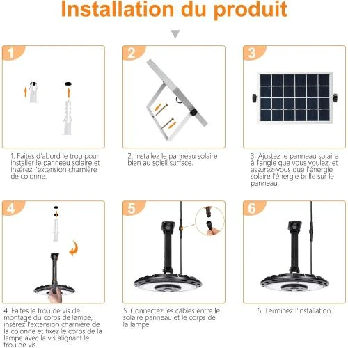 Zoom sur Lampes Solaires Extérieures 108 LED, Détecteur Mouvement, IP65