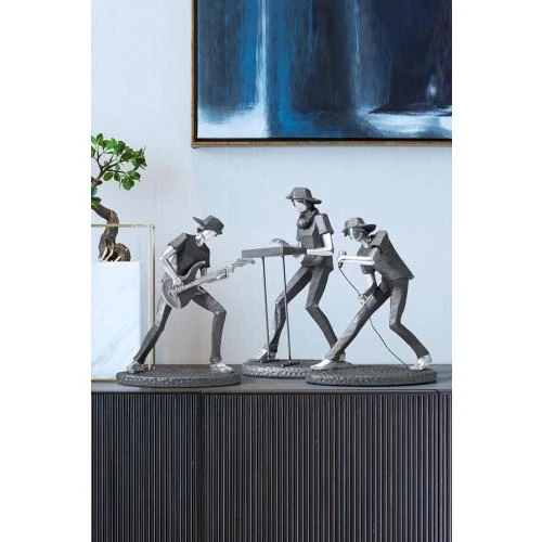 Détail de Figurine Musicien HAUCOZE, Sculpture Moderne Résine, Décor Piano