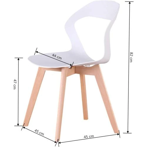 Zoom sur Chaises Salle à Manger Lot 6, Design Moderne Blanc