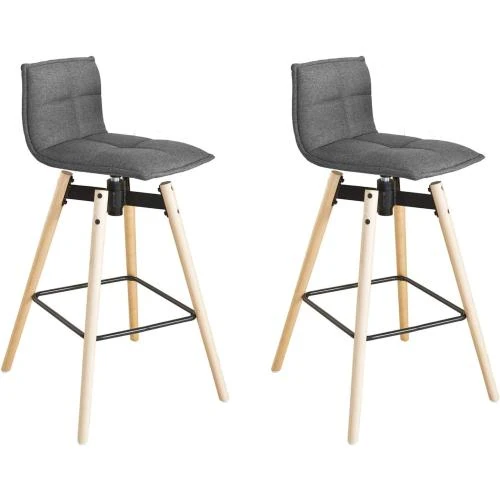 SoBuy, Lot 2 Tabourets Bar Rotatif 360, Dossier, Repose Pieds - Vue principale