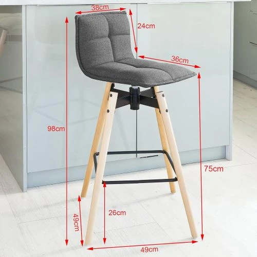 Zoom sur SoBuy, Lot 2 Tabourets Bar Rotatif 360, Dossier, Repose Pieds