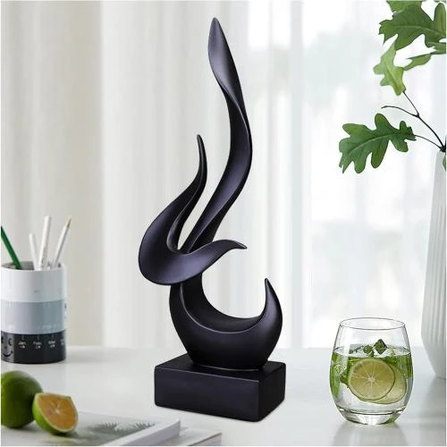 Zoom sur Sculpture décorative moderne Uziqueif, statue flamme noire