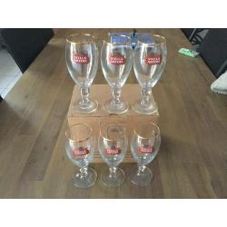 Verres à bière Stella Artois, 6 pièces, bord doré
