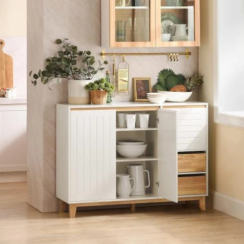 Zoom sur SoBuy Buffet Armoire Multi Rangement Bois, Blanc