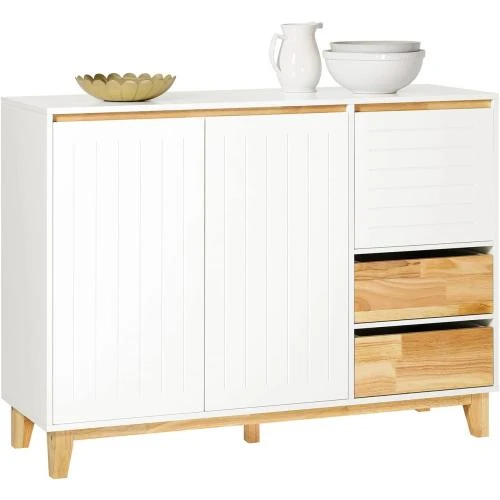 SoBuy Buffet Armoire Multi Rangement Bois, Blanc - Vue principale