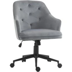 Chaise Bureau Ergonomique Pivotante 360°, Velours Gris