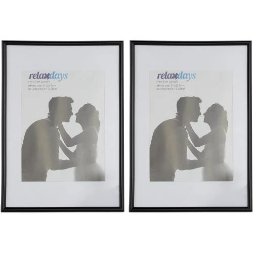 Cadres photo Relaxdays, lot de 2, noir, passe-partout - Vue principale
