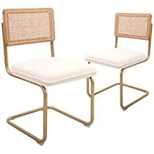 Chaises élégantes en osier et métal doré pour salon et cuisine - Vue principale