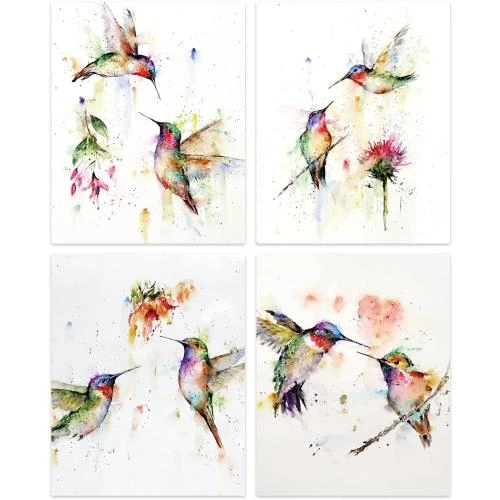 Impression Art Abstrait Colibri Mural Aquarelle Amazon Uk - Vue principale